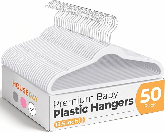HOUSE DAY 13.5 Inch Kids Hangers 50 Pack by HOUSEDAY