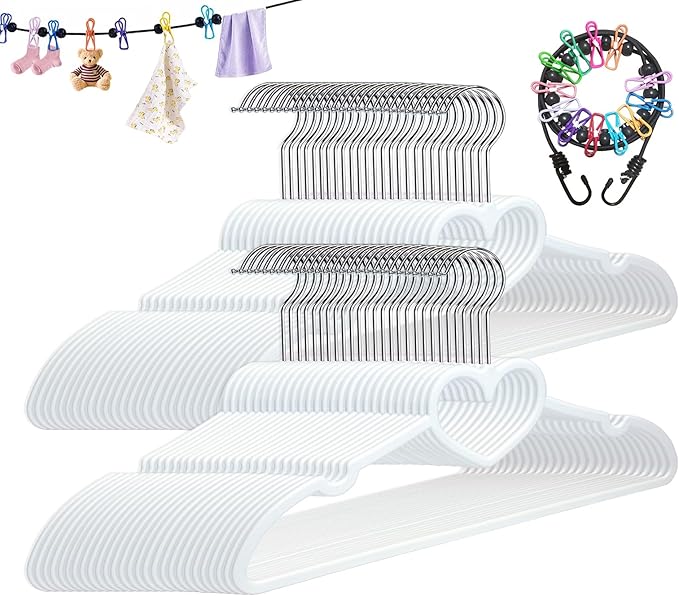 Plastic Hangers 50 Pack, Cute Clothes Hanger Ultra Thin Space Saving by ZRKFSR