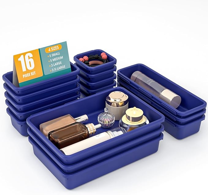 16 PCS Drawer Organizer Set, 4 Size Makeup Drawer Divider Organizer by StoreHappily