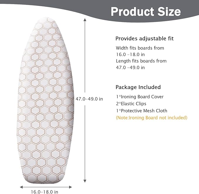 SheeChung Ironing Board Cover and Pad 18"x49", Wide Ironing Board Cover - Image 2