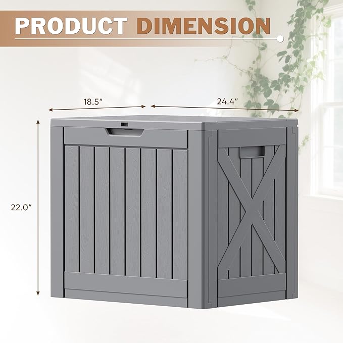 Patiowell 43 Gallon Resin Deck Box, Outdoor Storage Box for Patio Furniture, Deliveries, Pool Supplies,Waterproof and Lockable (Grey) - Image 4