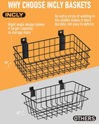 INCLY 4 Pack Black Slatwall Baskets Set, Ventilated Metal Hanging Storage Slat - Image 2
