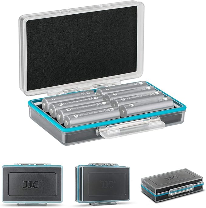 JJC 8 Slot AA Battery Case, PC Shell Water-Resistant & Shockproof Battery by JJC