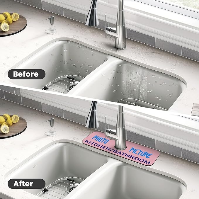 Kitchen Sink Splash Guard Faucet Mat Kitchen/Bathroom Photo DIY 15"x5.5" - Image 4