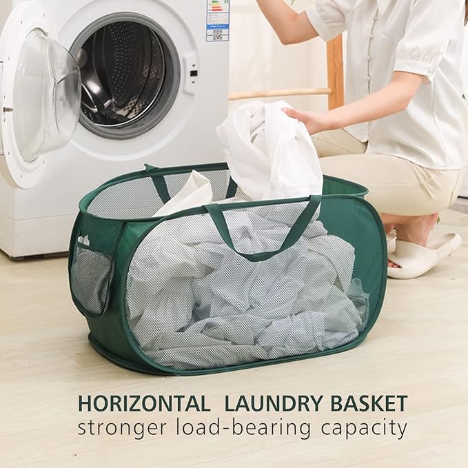 Pop Up Laundry Hamper, Collapsible Horizontal Baskets - Image 2