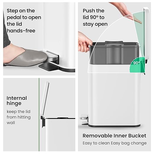 Cesun Bathroom Trash Can with Lid, 2.6 Gallon Small Bathroom Garbage Can Soft - Image 5