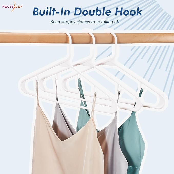 HOUSE DAY White Plastic Hangers 16 Pack, Space Saving Coat Hanger, Clothes - Image 5