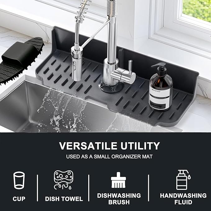 Kitchen Sink Splash Guard，Sink Draining Pad Behind Faucet，Faucet Mat - Image 4