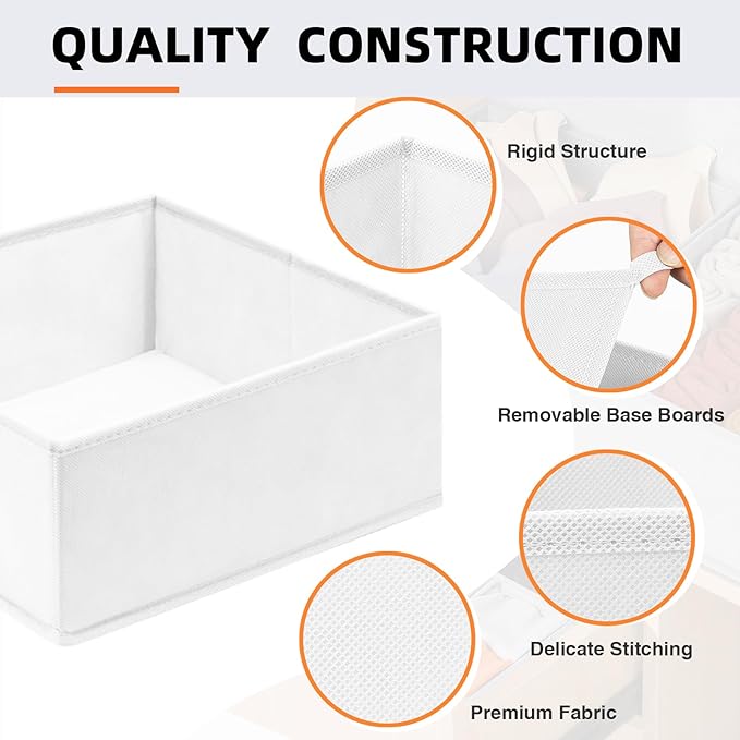 Criusia Closet Drawer Organizer Clothes, 15 Pack White Dresser Organizer - Image 7