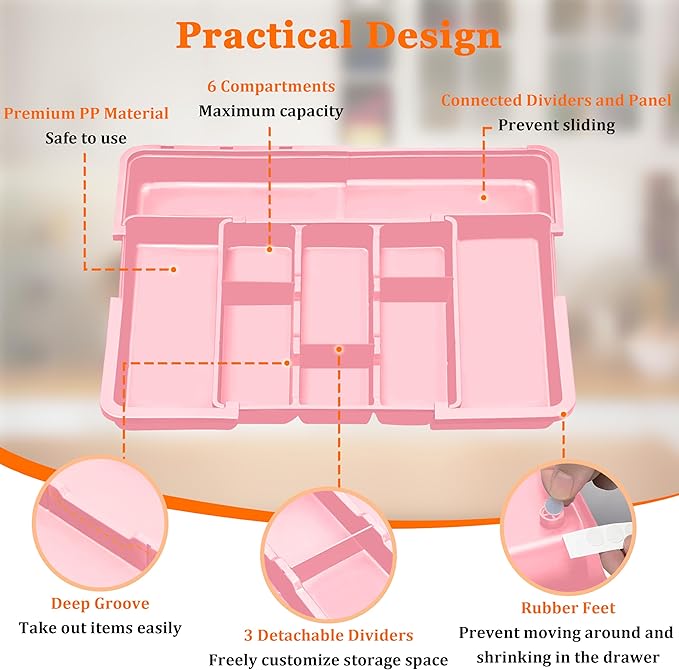 Large Utensil Drawer Organizer Expandable Silverware Organizer - Image 7