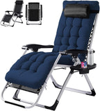 VINGLI Padded Zero Gravity Chair, Lounge Chair with Removable Cushion & Tray， Folding Reclining Patio Chairs， Recliner Chair for Lawn，Indoor and Outdoor-Blue by VINGLI