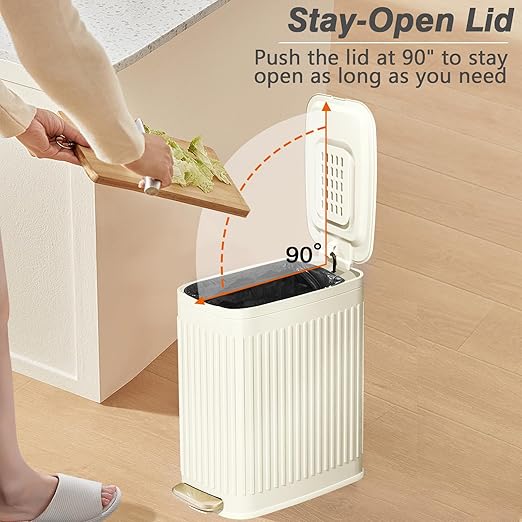 Small Bathroom Trash Can with Air Freshener Soft Close Lid, 6 Liter/ 1.6 Gallon - Image 4
