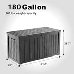 180 Gallon Resin Outdoor Deck Box Waterproof Patio Furniture, Garden Tools, Cushions, Pool Accessories Outside Storage (Black, 180 Gallon) - Image 2