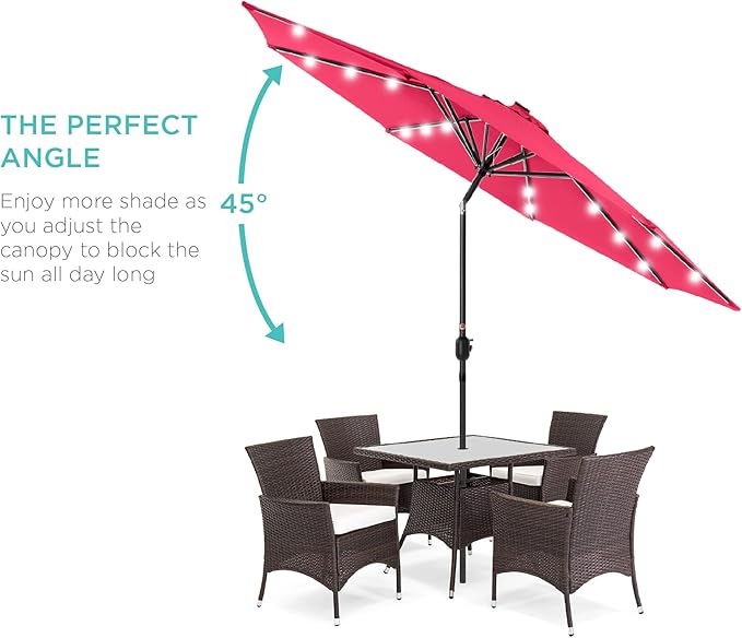 Best Choice Products 10ft Solar Polyester LED Lighted Patio Umbrella w/Tilt Adjustment and UV-Resistant Fabric - Image 2