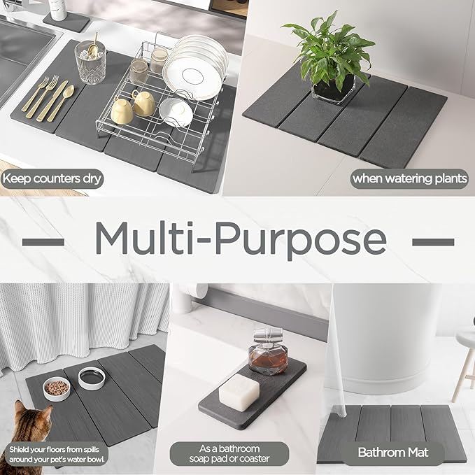 2PCS Stone Drying Mat for Kitchen Counter, Stone Dish Drying Mat - Image 7