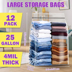 25 Gallon Extra Large Storage Bags 35”x 24”Resealable Clear Bags - Image 2
