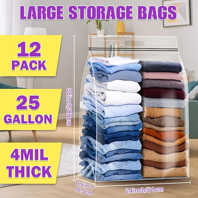 25 Gallon Extra Large Storage Bags 35”x 24”Resealable Clear Bags - Image 2