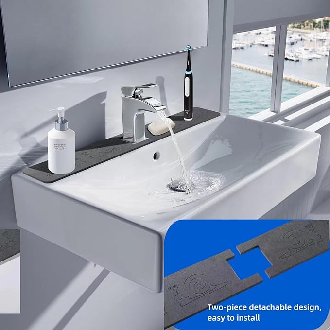 Sink Splash Guard Stone PNLLDDCN Non-Slip Diatom Mud Behind Faucet Mat - Image 4