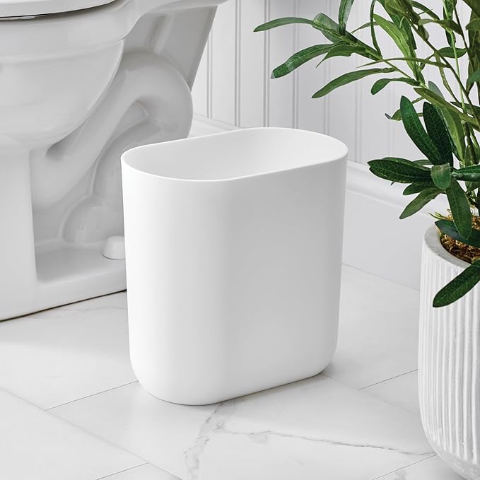 iDesign Small Slim Plastic Bathroom Trash Can, Garbage Can - Image 3