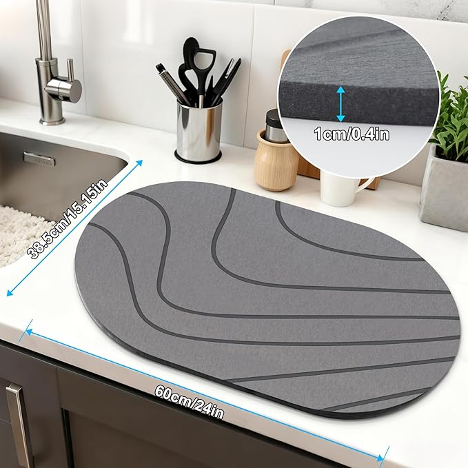 Large Stone Drying Mat for Kitchen Counter of 1 Pack, Double-sided Diatomaceous - Image 6