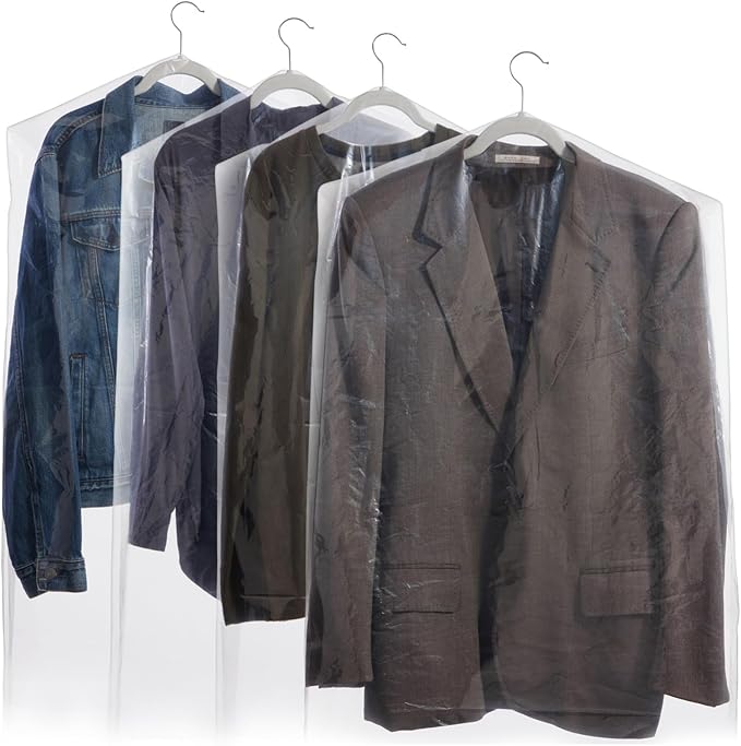 50 Pack Clear Plastic Garment Bags by Juvale