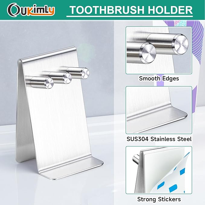 Electric Toothbrush Head Holder Adhesive or Tabletop, Tooth Brush Holder - Image 3