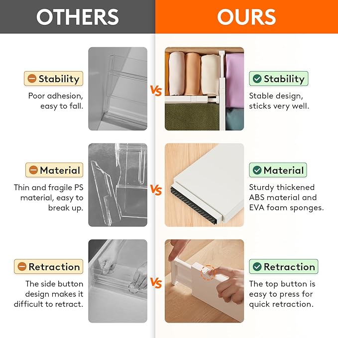 Lifewit 14 Pack Drawer Dividers 4" High 28-43.5cm/11-17" Adjustable Drawer - Image 4