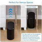 3.17 Gallon Thin Small Black Bathroom Trash Can - Image 4