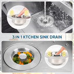 Upgraded 3 in 1 Kitchen Sink Drain Strainer & Sink Stopper, 304 Stainless Steel - Image 7
