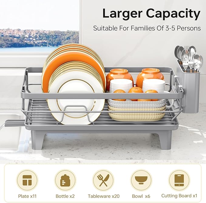 TOOLF Space-Saving Dish Drying Rack, Sink Dish Drainer Rack, Dishes Strainer - Image 4