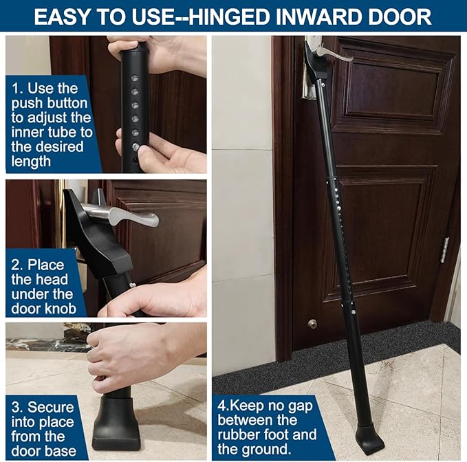 Door Security Bar, Rerishom Door Stoppers Security bar, Heavy Duty Door Lock - Image 5