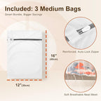 HOUSE DAY Black Plastic Hangers 60 Pack & Medium Mesh Laundry Bags 3 Pack - Image 3