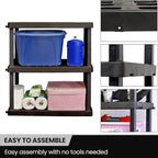 Oskar Heavy Duty Plastic Storage Shelves- for Garage, Kitchen, Bathroom Basement Kids Room, Stackable 3-Tier Black Organizer Rack for Books Shoes, Toys, Pantry, Cleaning and Closet Organization - Image 5