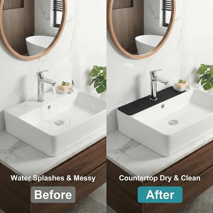 33" Lx5.5 W Long Kitchen Sink Faucet Mat: Customizable Black Splash Guard - Image 7