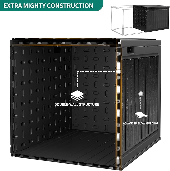 YITAHOME 90 Gallon Large Deck Box with Side Handles, Outdoor Double-Wall Storage for Patio Furniture Cushions, Garden Pool Accessories, Waterproof & Lockable - Image 2