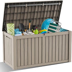 DRATO 180 Gallon Outdoor Storage Box, Large Waterproof Deck Box, Lockable Resin Storage Container with Reinforced Support for Patio Cushions, Garden Tools, UV-Resistant Outdoor Chest（Gray，180 Gallon） by DRATOprovidesawarmandcozy