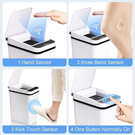 Bathroom Automatic Trash Can 3 Pack 2.2 Gallon Motion Sensor Touchless Small - Image 5
