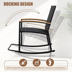Shintenchi 3 Piece Outdoor Rocking Bistro Set, Textilene Fabric Small Patio Furniture Set, Front Porch Rocker Chairs Conversation Set with Table for Lawn, Garden, Balcony, Poolside (Black) - Image 2