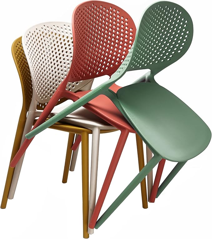 2xhome Set of 3 Patio Dining Chairs | Modern Stackable Outdoor Pool Side Chair | Weather Resistant Plastic for Yard, Porch, Balcony, Kitchen, Green - Image 4