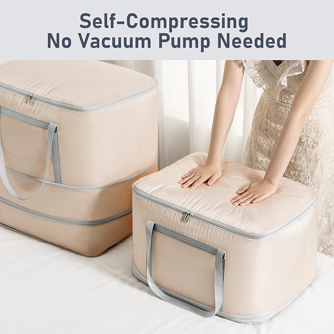 DIMJ Comforter Storage Bag - 120L Large Blanket Storage Compression Bags - Image 4