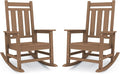 KINGYES Oversized Outdoor Rocking Chair Set of 2, All-Weather Patio Rocking Chairs for Porch, HDPE Outdoor Patio Rockers with High Back & Wide Seat for Garden, Lawn, Brown by KINGYES