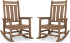 KINGYES Oversized Outdoor Rocking Chair Set of 2, All-Weather Patio Rocking Chairs for Porch, HDPE Outdoor Patio Rockers with High Back & Wide Seat for Garden, Lawn, Brown by KINGYES