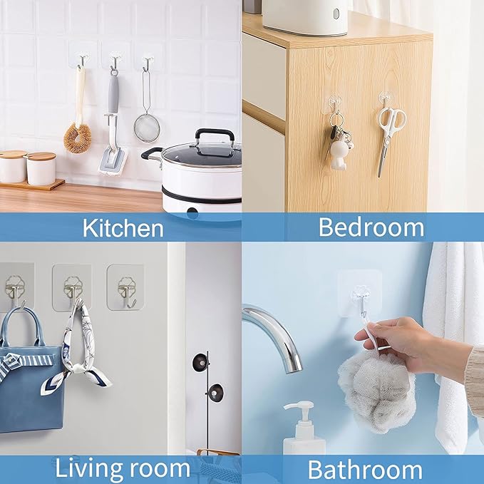Wall Hooks - 33 lbs Max, Transparent, Waterproof & Oilproof - Heavy Duty - Image 3