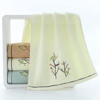 Pidada Bath Hand Towel Set of 3 Embroidered Bird Tree Pattern 100% Cotton Soft - Image 2