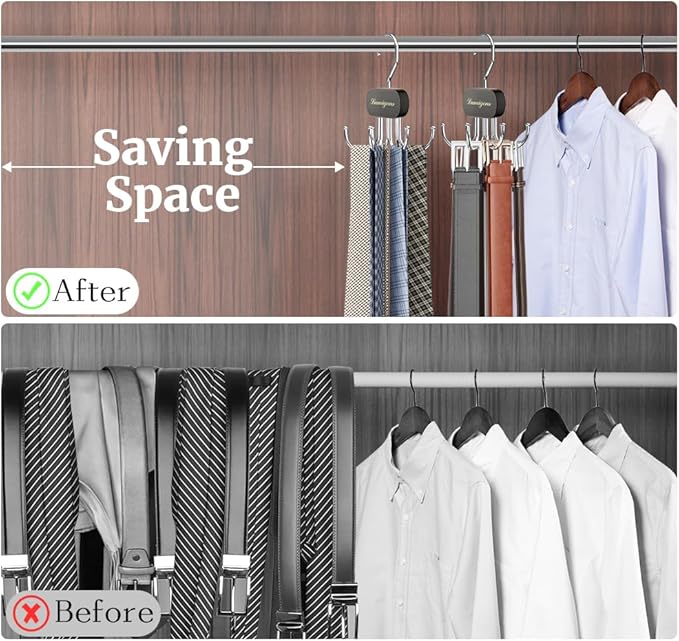 Belt Hanger, Belt Organizer for Closet, Rotatable Tie Rack, Belt Holder - Image 2