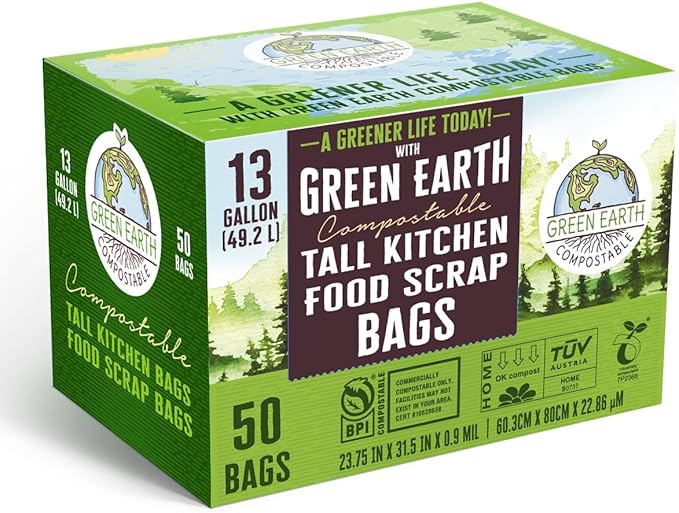 Green Earth Compostable Tall Kitchen Food Scrap Trash Bags, Compost Bin - Image 3