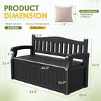Greesum 80 Gallon Deck Box Storage Bench, Patio Furniture, Lockable, Waterproof and UV Resistant,with Armrest, Suitable for Garden, Porch, Poolside, Dark Black - Image 2