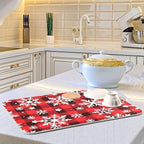 Snowflakes Christmas Checkered Plaid Dish Drying Mat - Image 6