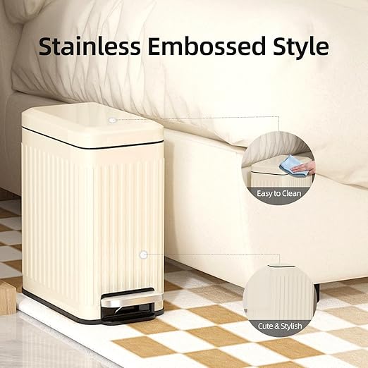 Bathroom Trash can with lid Soft Close, 6 Liter/1.6 Gallon Step Pedal Stainless - Image 3
