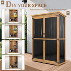 PetsCosset 46" L Large Outdoor Storage Cabinet with Shelves, Wood & Metal Storage Shed Weather-Resistant, Outside Storage Cabinet for Garage Patio Backyard Garden with Waterproof Roof - Image 4